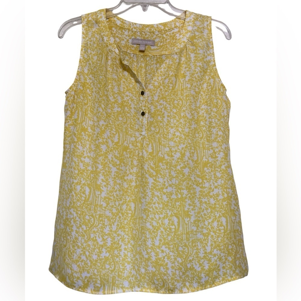 Banana Republic Yellow Patterned Sleeveless Blouse